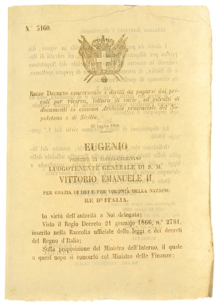 REGIO DECRETO - 28 Luglio 1866 - concernente i diritti …
