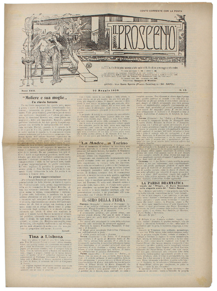 IL PROSCENIO. Giornale Artistico Teatrale. Anno 1909 (21 numeri)