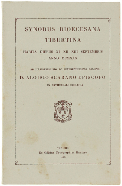 SYNODUS DIOCESANA TIBURTINA habita diebus XI XII XIII septembris anno …