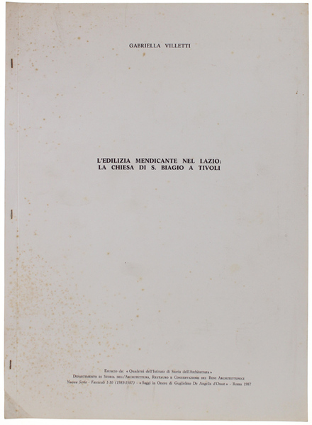 L'EDILIZIA MENDICANTE NEL LAZIO: LA CHIESA DI S.BIAGIO A TIVOLI.