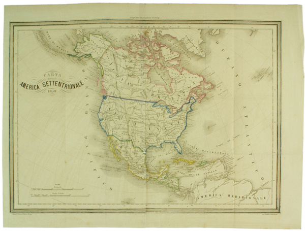 CARTA DELL'AMERICA SETTENTRIONALE - 1859.