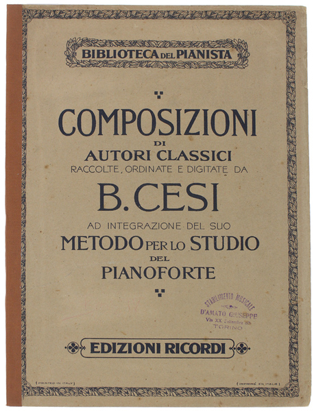 METODO PER LO STUDIO DEL PIANOFORTE. COMPOSIZIONI DI GIO. SEB. …