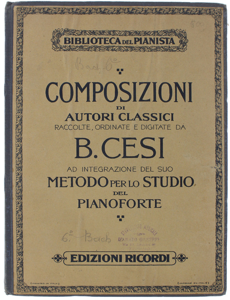 METODO PER LO STUDIO DEL PIANOFORTE. COMPOSIZIONI DI GIO. SEB. …