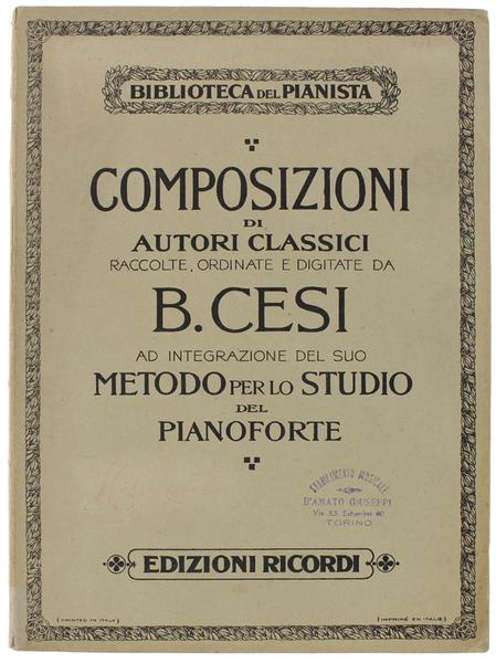 METODO PER LO STUDIO DEL PIANOFORTE. COMPOSIZIONI DI G. N. …