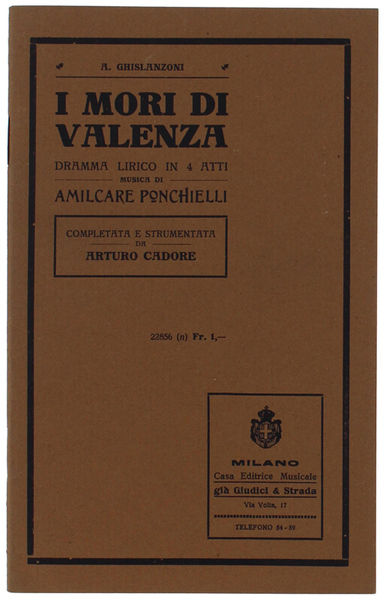 I MORI DI VALENZA. Dramma lirico in 4 atti. Opera …