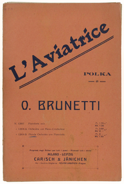 L'AVIATRICE. POLKA. Piccola Orchestra con Pianoforte.