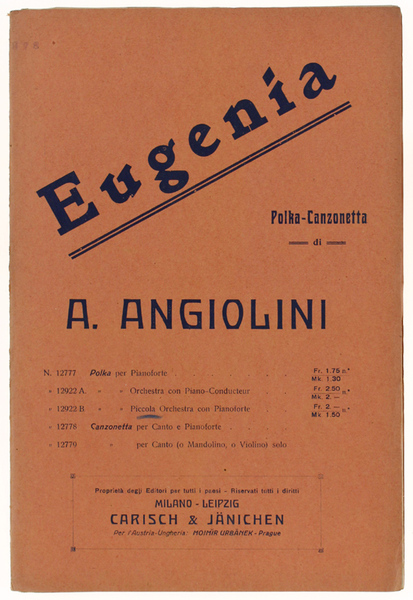 EUGENIA. POLKA-CANZONETTA. Piccola Orchestra con Pianoforte.