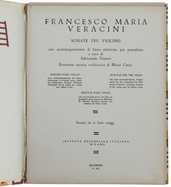 FRANCESCO MARIA VERACINI - SONATA IN SI BEM. MAGG. A …