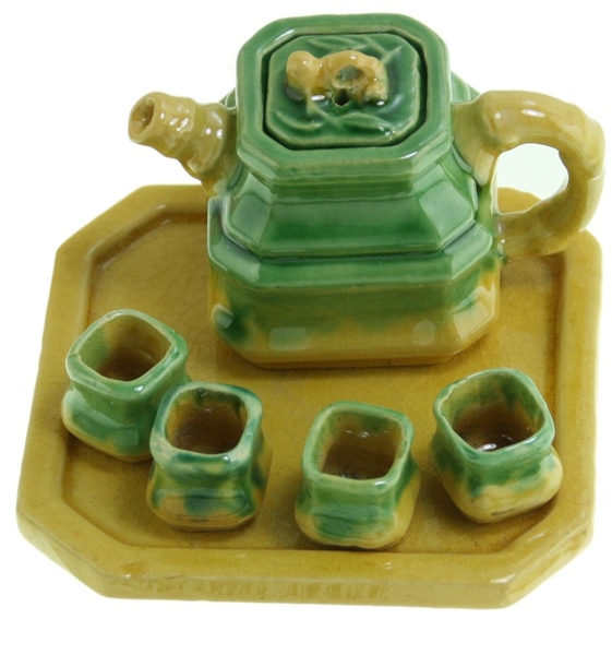 MINISERVIZIO CINESE DA THE IN CERAMICA BICOLORE (7 PEZZI) VINTAGE …