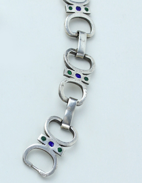 BRACCIALETTO ARGENTO E SMALTI vintage cm 17