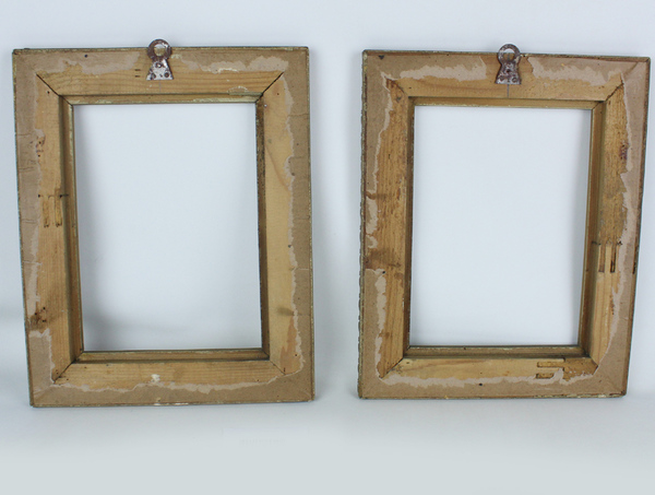 COPPIA CORNICI ANTICHE LEGNO DORATO CM 32,5x26