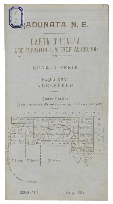 ADELSBERG. Foglio XXVI della CARTA D'ITALIA E DEI TERRITORI LIMITROFI …