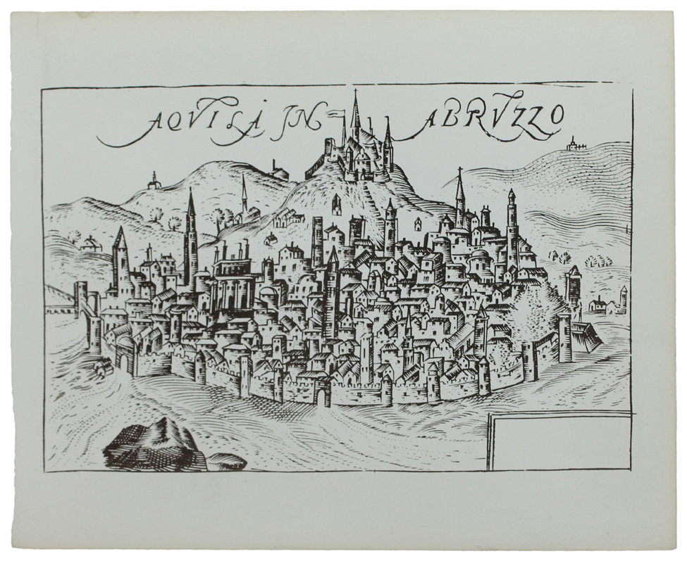 AQUILA IN ABRUZZO: ANTICA MAPPA / VEDUTA - Ristampa anastatica …
