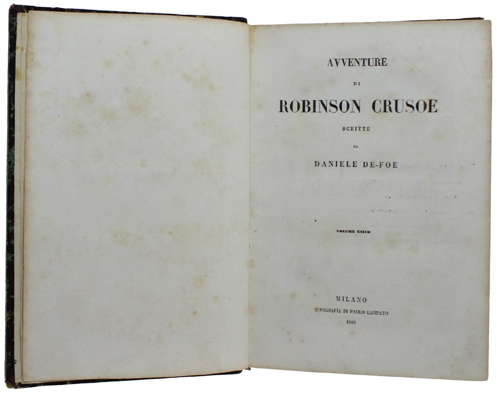 AVVENTURE DI ROBINSON CRUSOE scritte da Daniele De-Foe.