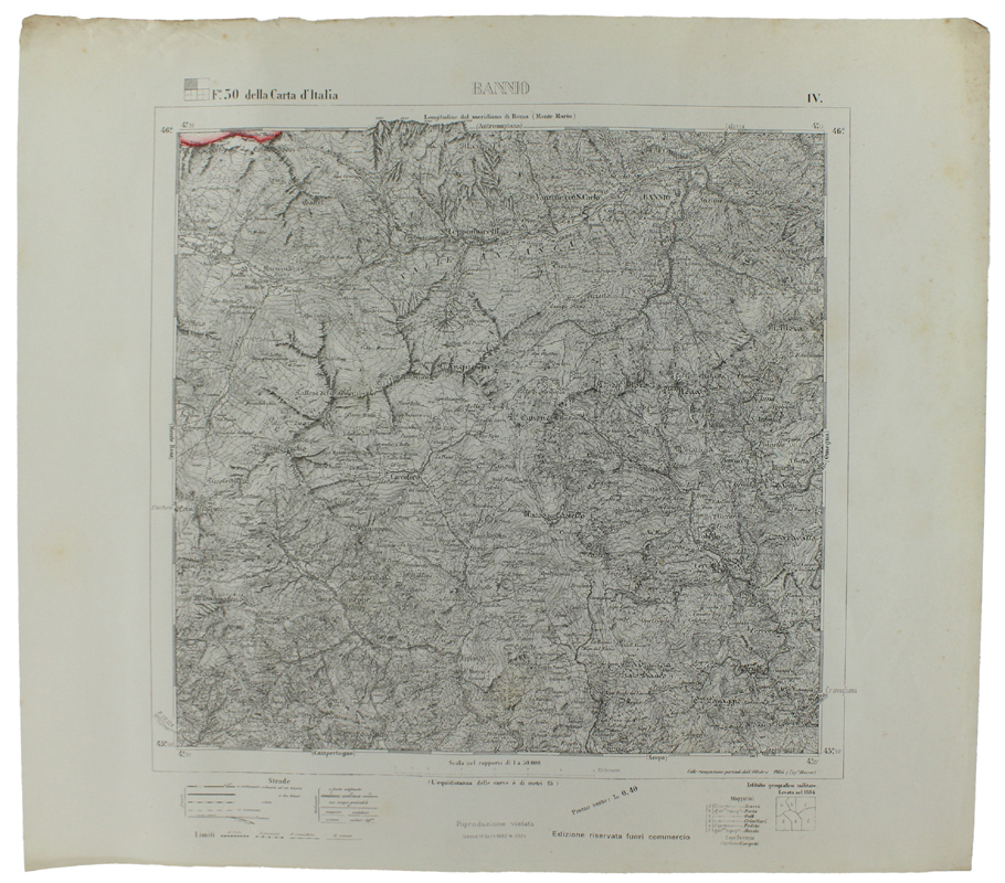 BANNIO. Foglio 30 - IV della Carta d'Italia, scala di …