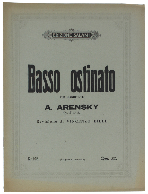 BASSO OSTINATO PER PIANOFORTE Op. 5 n.5. Partitura, revisione di …