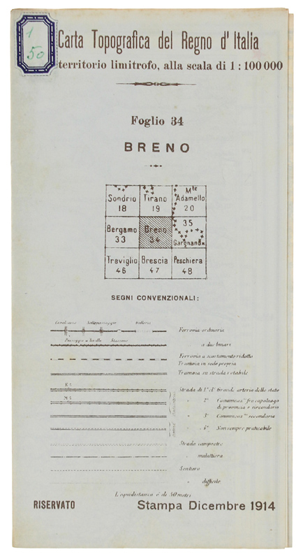 BRENO. Foglio 34 della Carta Topografica del Regno d'Italia e …