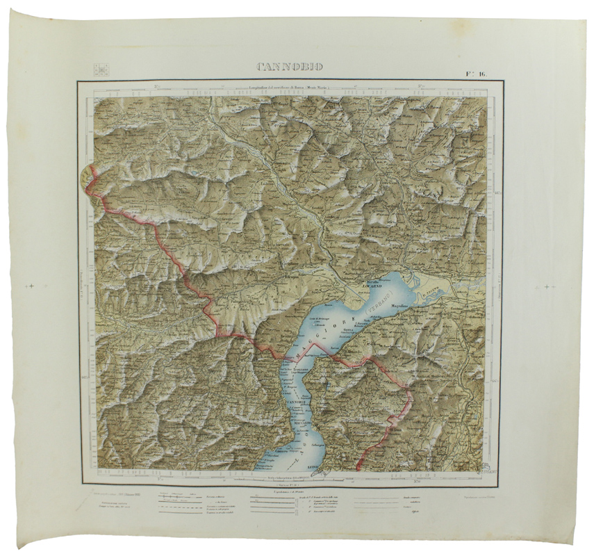 CANNOBIO. Foglio 16 della Carta d'Italia, scala di 1:100.000, cm …