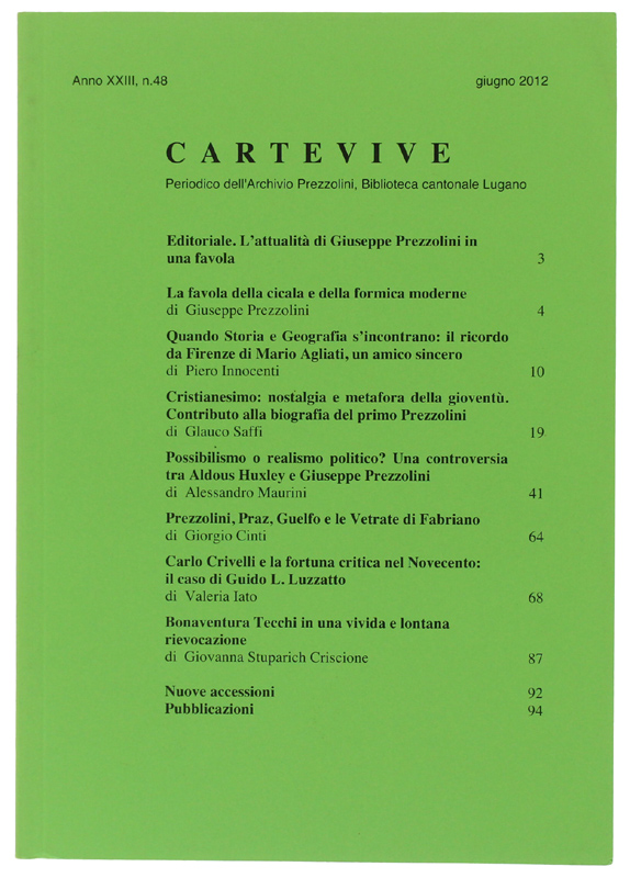 CARTEVIVE. Anno XXIiI n. 48 / giugno 2012
