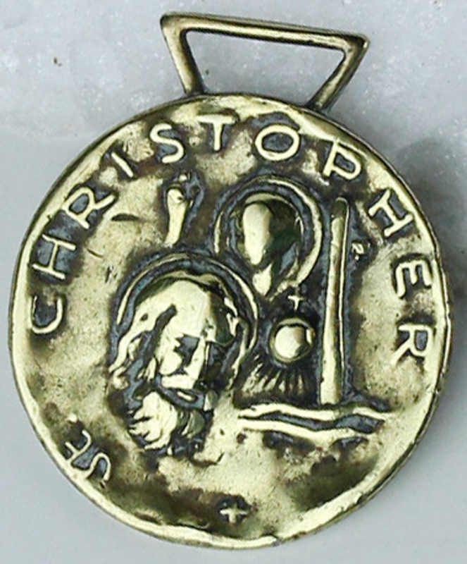 CHRISTOPHER: MEDAGLIA VINTAGE mm 23x33 ottone massiccio dorato