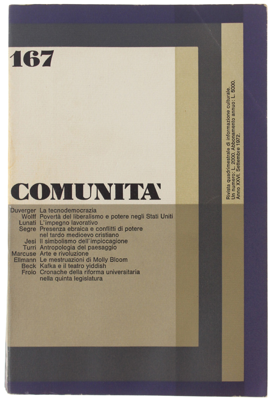 COMUNITA' - N. 167. Rivista quadrimestrale di informazione culturale