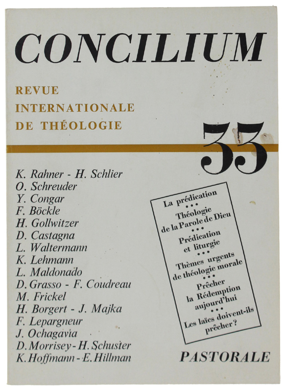 CONCILIUM. Revue Internationale de Théologie. N° 33