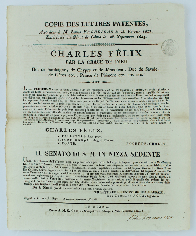 COPIE DES LETTRES PATENTES, Acordées à M. Louis Frérejean le …