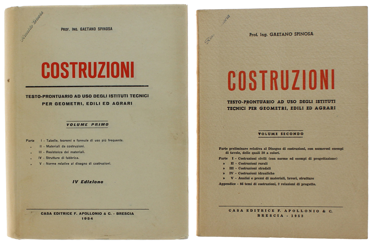 COSTRUZIONI. Testo-prontuario ad uso degli Istituti Tecnici per geometri, edili …