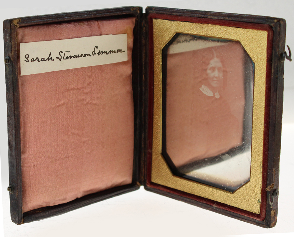 Dagherrotipo Daguerrotype ritratto di SARAH STEVENSON LEMMON (1800-1887)