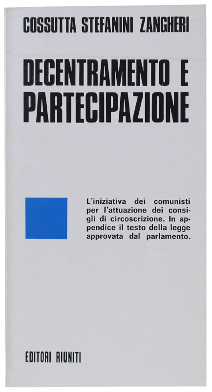 DECENTRAMENTO E PARTECIPAZIONE