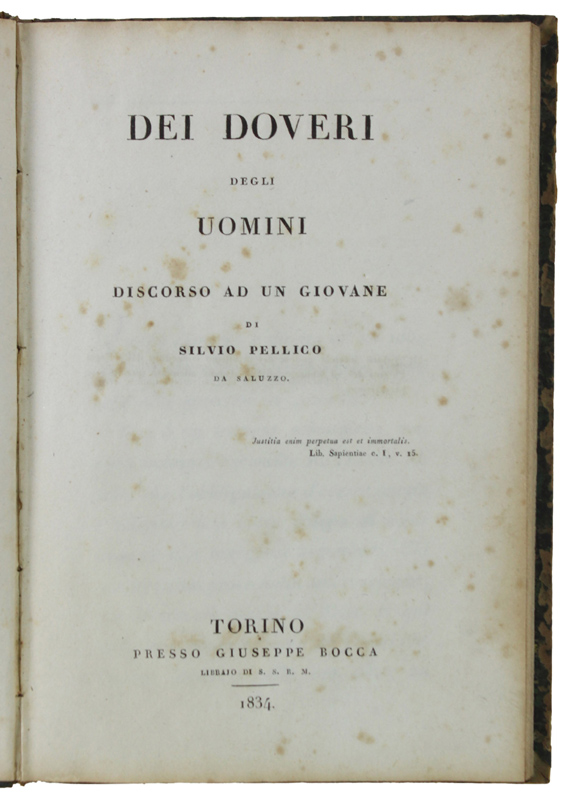 DEI DOVERI DEGLI UOMINI discorso ad un giovane [Edizione originale]