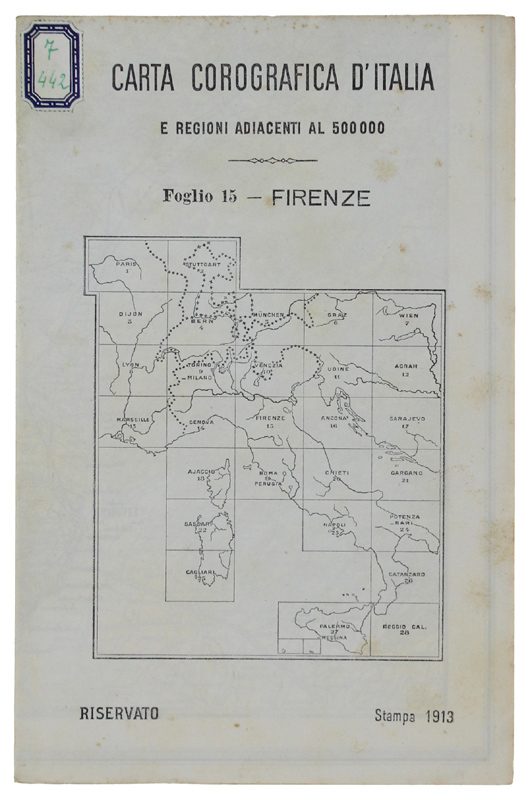 FIRENZE. Foglio 15 della CARTA COROGRAFICA D'ITALIA E REGIONI ADIACENTI …