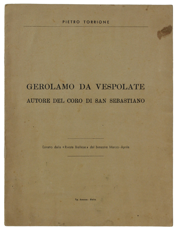 GEROLAMO DA VESPOLATE AUTORE DEL CORO DI SAN SEBASTIANO.