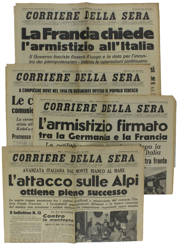 GIUGNO 1940 - ATTACCO ITALIANO ALLA FRANCIA: 4 numeri originali …