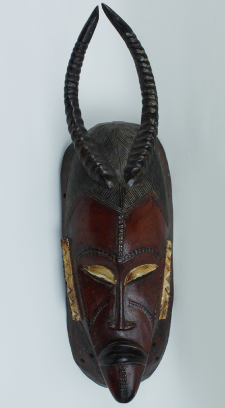 GRANDE MASCHERA AFRICANA, BELLISSIMA, SCOLPITA IN LEGNO e colorata, misura …