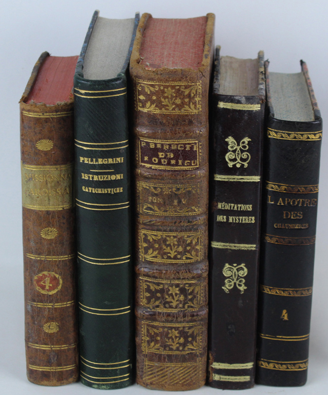 LOTTO 5 LIBRI ANTICHI: 1747-1860 con pregiate legature in pelle. …