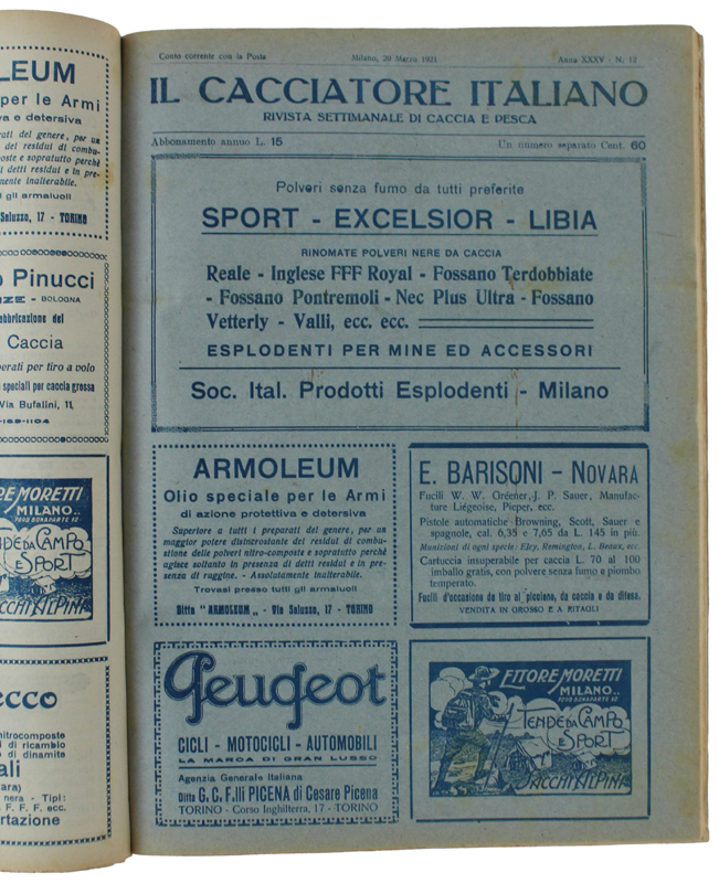 IL CACCIATORE ITALIANO - Annata 1921 completa.