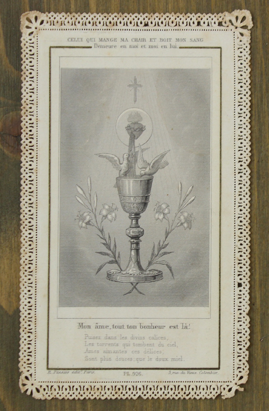 Image pieuse: MON AME, TOUT TON BONHEUR EST LA'. Lithographie, …