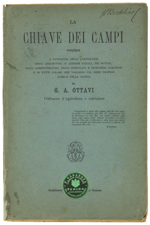 LA CHIAVE DEI CAMPI compilata a vantaggio degli agricoltori, degli …