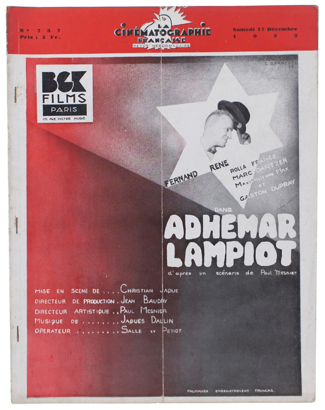 LA CINEMATOGRAPHIE FRANÇAISE N° 737. (complet)