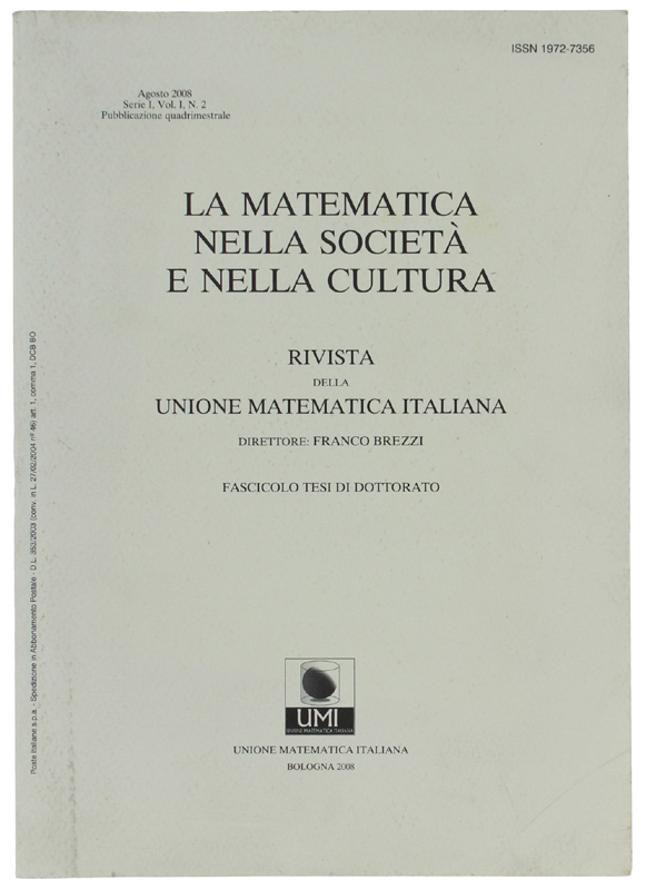 LA MATEMATICA NELLA SOCIETA' E NELLA CULTURA. Rivista della Unione …