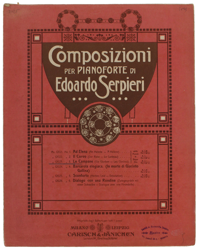 LE CAMPANE. Composizioni per pianoforte - N. 12023