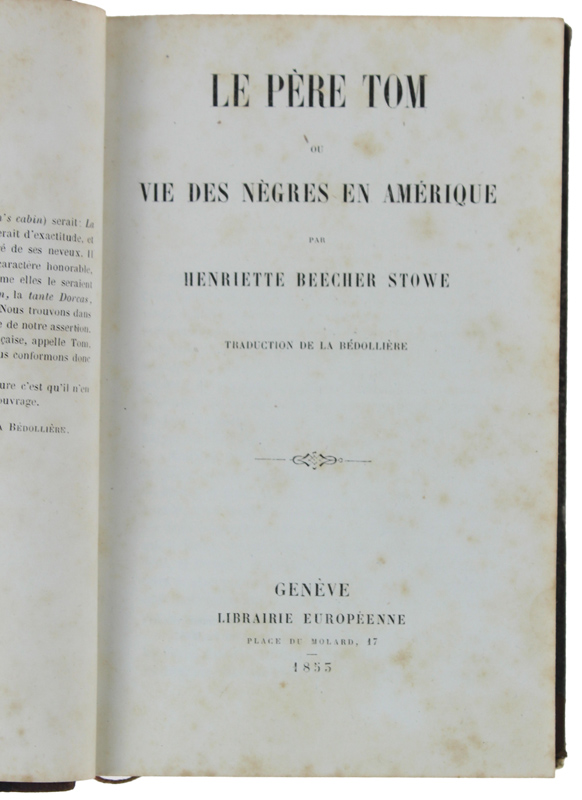 LE PERE TOM ou VIE DES NEGRES EN AMERIQUE. [First …
