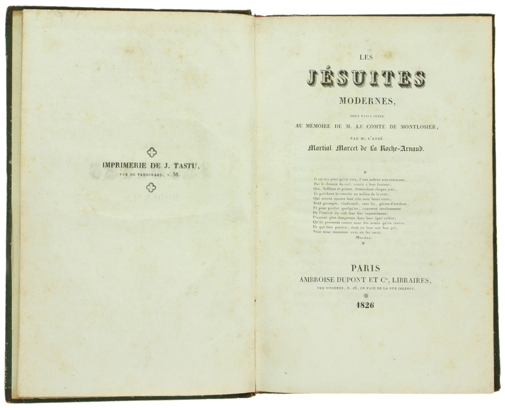 LES JESUITES MODERNES, pour faire suite au mémoire de M. …