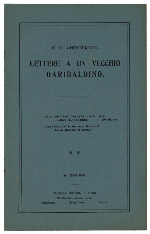 LETTERE A UN VECCHIO GARIBALDINO.