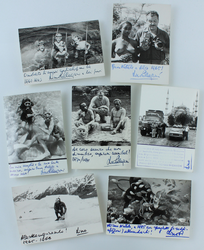 LINO PELLEGRINI : 8 FOTO ORIGINALI CON AUTOGRAFO (1963-1977)