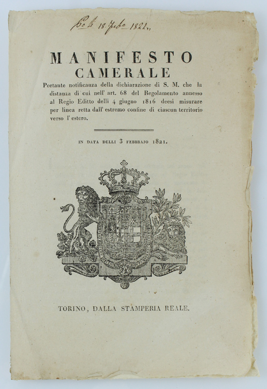 MANIFESTO CAMERALE Portante notificanza della dichiarazione di S.M. che la …