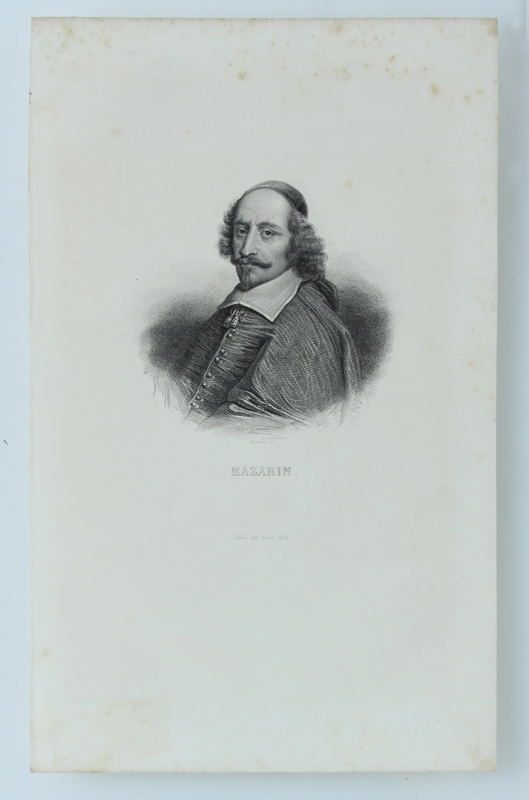 MAZARIN. [Gravure authentique du XIXe siècle - original print]