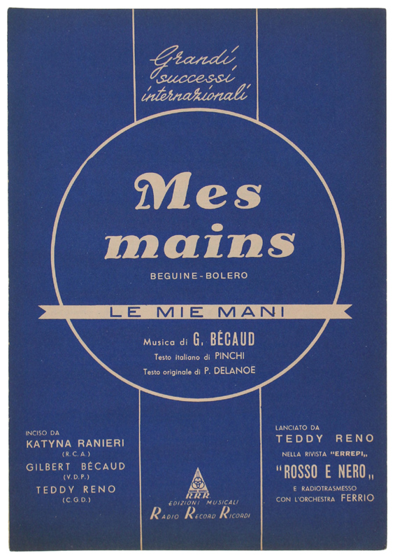 MES MAINS. Spartito x canto mandolino o fisarmonica