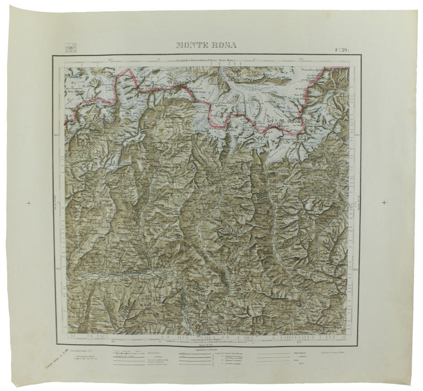 MONTE ROSA. Foglio 29 della Carta d'Italia, scala di 1:100.000, …